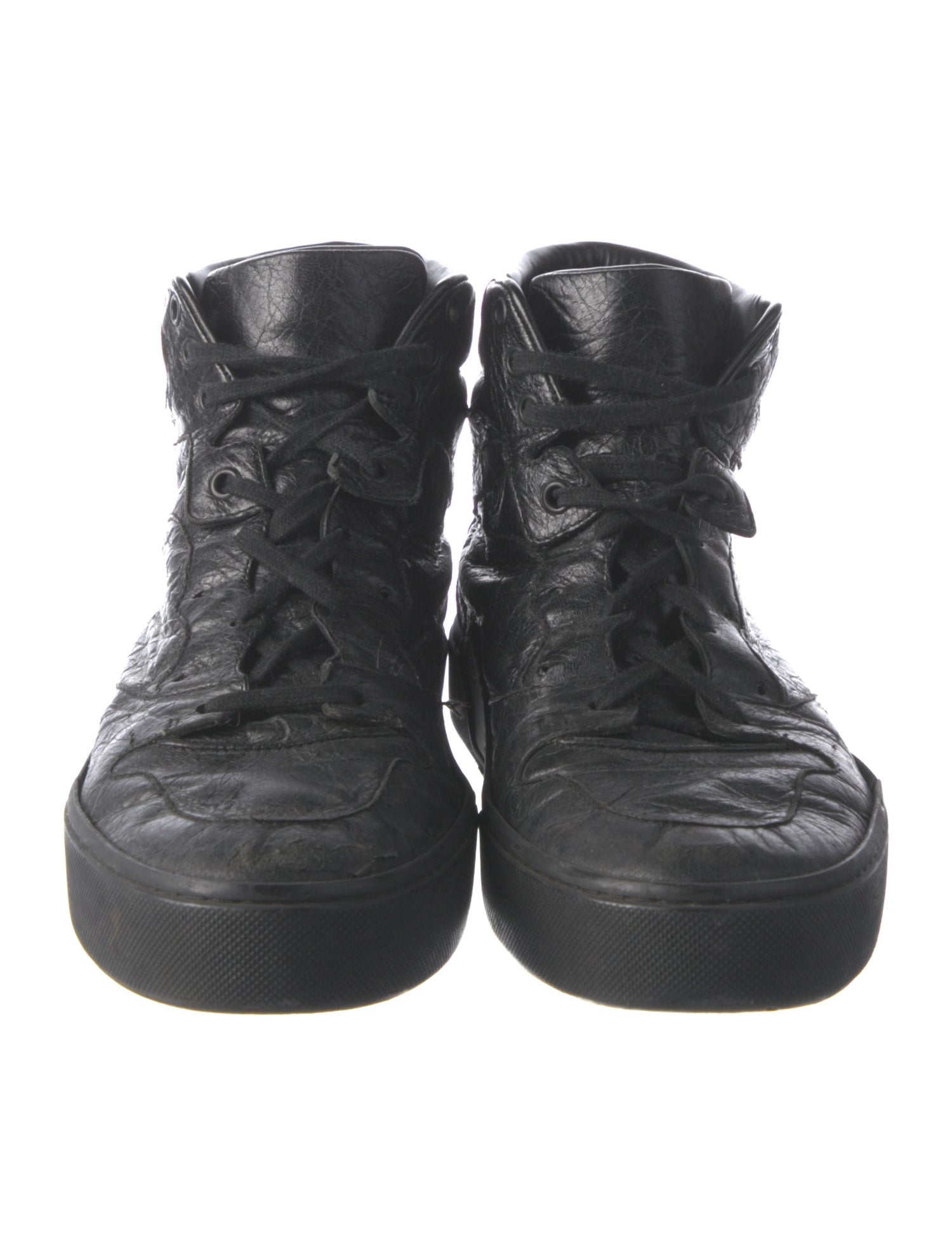 Balenciaga Leather Distressed Accents Sneakers